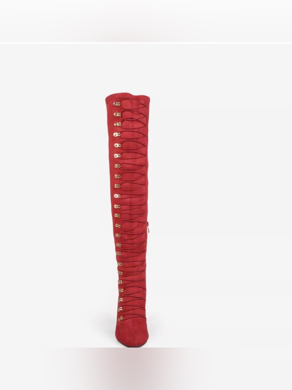 Journee Collection Red Over-the-Knee Lace-Up Heeled Boot - Picture 3 of 6